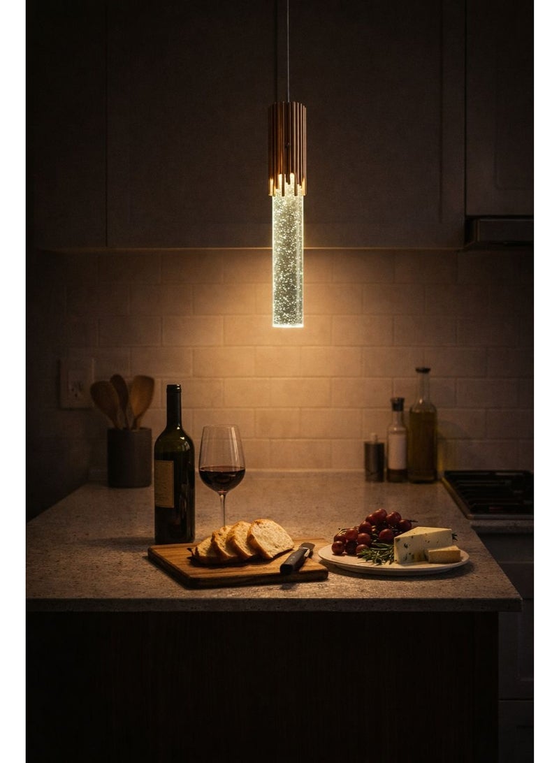 Crystal and Aluminum Pendant Light with Integrated LED Triple Illumination, 33 cm Height, Designed for Modern Elegant Atmospheres - Image 2
