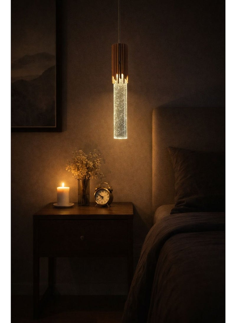 Crystal and Aluminum Pendant Light with Integrated LED Triple Illumination, 33 cm Height, Designed for Modern Elegant Atmospheres - Image 4