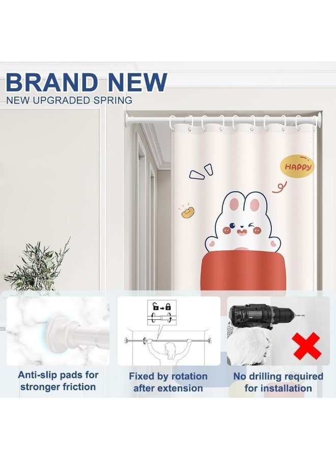 شو وو قضيب ستارة شد متين فاخر، قابل للتعديل من 110 إلى 200 سم عرض - أبيض، رأس زخرفي كلاسيكي - Image 3