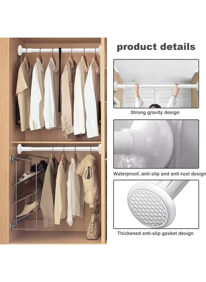 شو وو قضيب ستارة شد متين فاخر، قابل للتعديل من 110 إلى 200 سم عرض - أبيض، رأس زخرفي كلاسيكي - Image 2