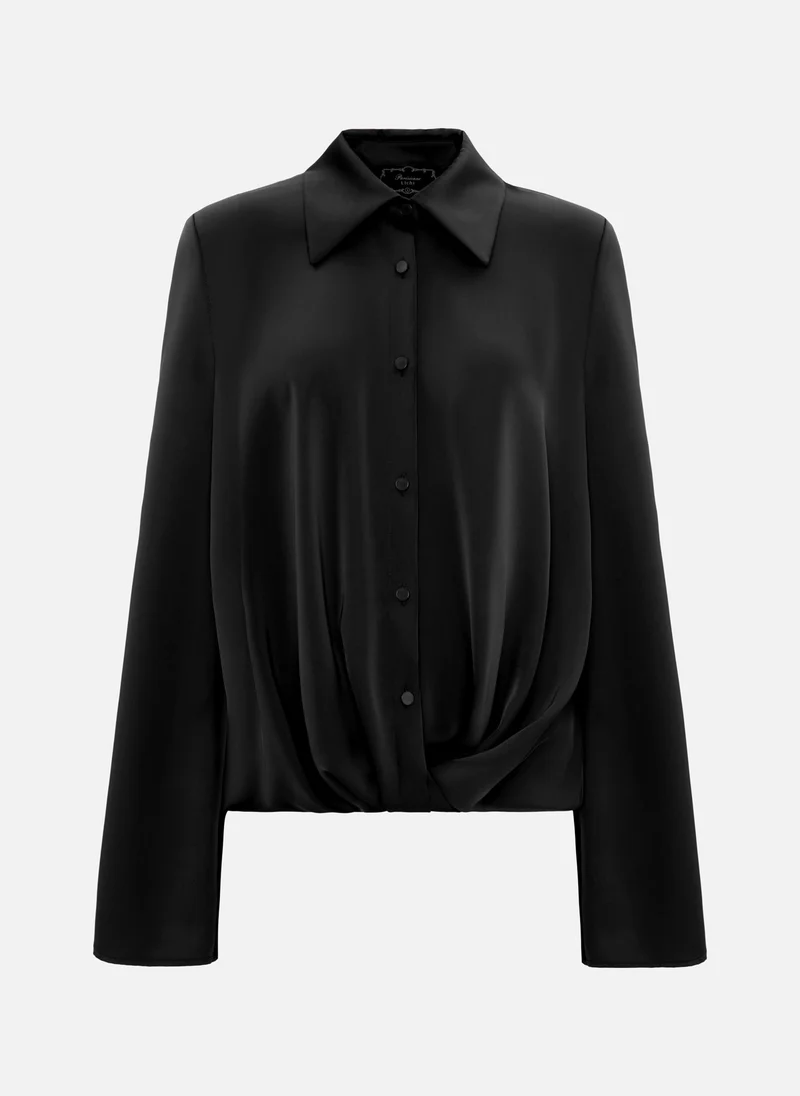 ليتشي بلوزة ساتان بأكمام واسعة