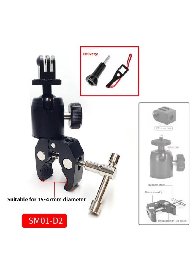 Motorcycle Bracket For Insta360one R X2 Panoramic Camera Invisible Selfie Stick Third Person Riding-Color:SM01-D2 - Image 1