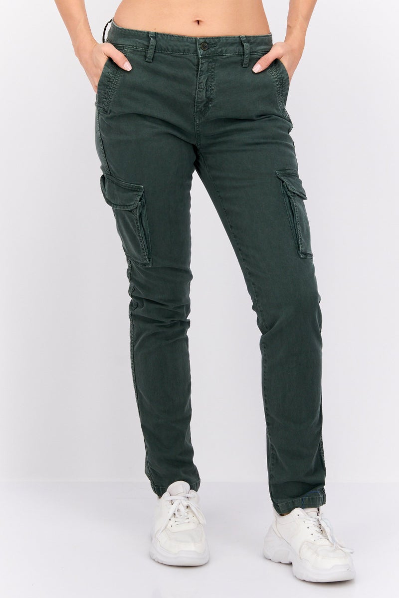 Robe Di Kappa Women Perfect Fit High Rise Straight Leg Stretchable Cargo Pants, Green - Image 1