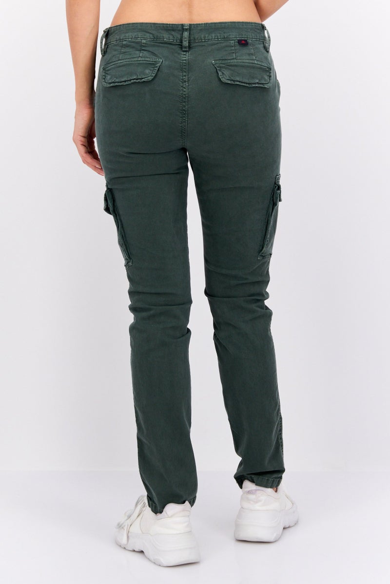 Robe Di Kappa Women Perfect Fit High Rise Straight Leg Stretchable Cargo Pants, Green - Image 3