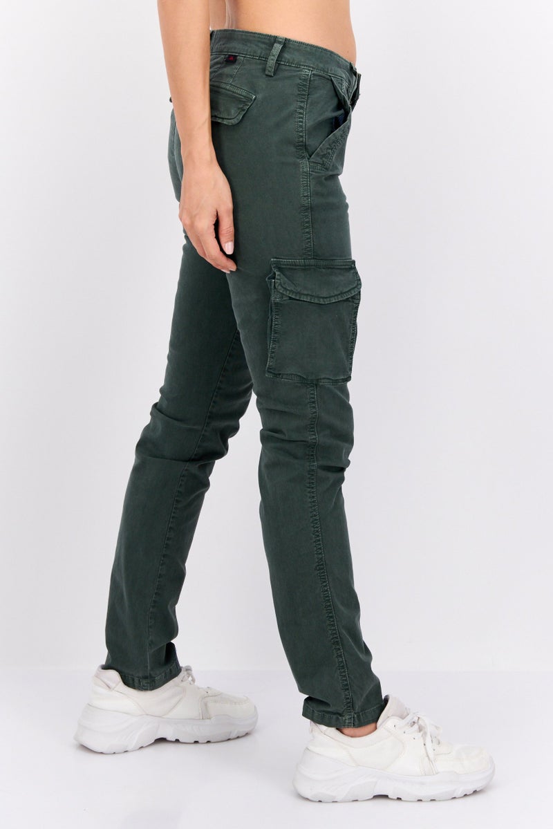 Robe Di Kappa Women Perfect Fit High Rise Straight Leg Stretchable Cargo Pants, Green - Image 2