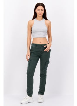 Robe Di Kappa Women Perfect Fit High Rise Straight Leg Stretchable Cargo Pants, Green  - Image 4