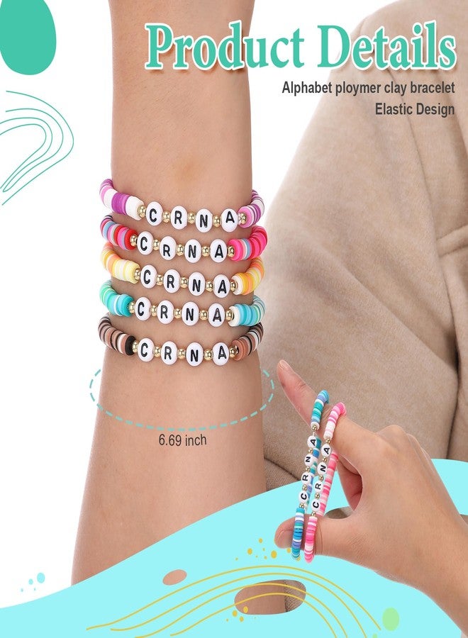 Quelay 24 Set Anesthetist Gift Appreciation Bracelet Gifts Bulk Colorful Clay Beaded Stretch Bracelet Thank You Gifts for Crna Nurse Anesthesiologists Birthday Medical Professional - Image 2