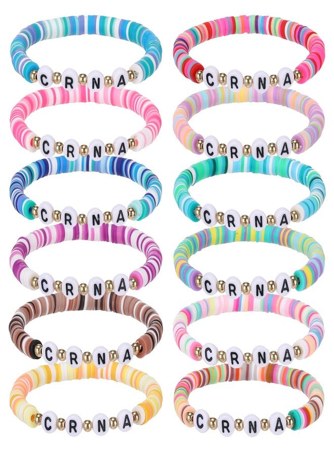 Quelay 24 Set Anesthetist Gift Appreciation Bracelet Gifts Bulk Colorful Clay Beaded Stretch Bracelet Thank You Gifts for Crna Nurse Anesthesiologists Birthday Medical Professional - Image 1