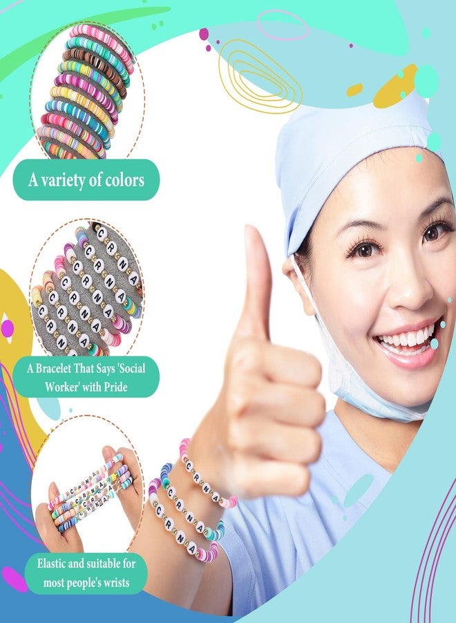 Quelay 24 Set Anesthetist Gift Appreciation Bracelet Gifts Bulk Colorful Clay Beaded Stretch Bracelet Thank You Gifts for Crna Nurse Anesthesiologists Birthday Medical Professional - Image 3