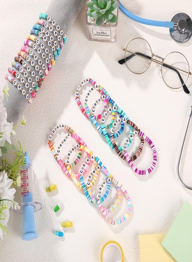 Quelay 24 Set Anesthetist Gift Appreciation Bracelet Gifts Bulk Colorful Clay Beaded Stretch Bracelet Thank You Gifts for Crna Nurse Anesthesiologists Birthday Medical Professional - Image 5