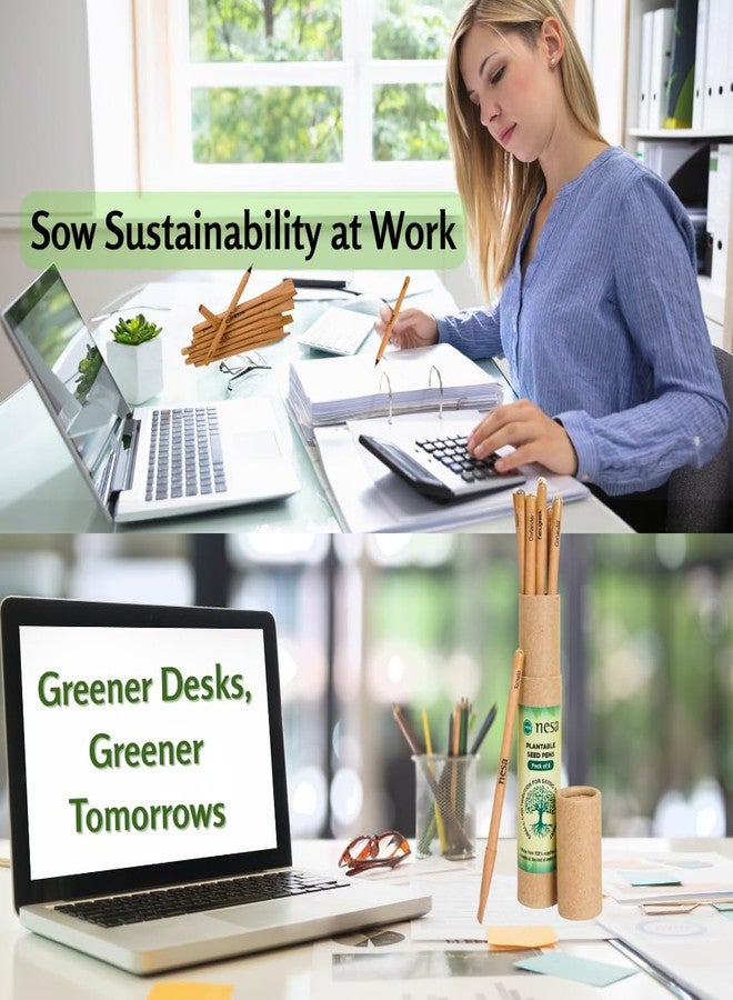 نيسا أقلام نيسا القابلة للزراعة مع بذور - أقلام حبر جاف أزرق | صديقة للبيئة ومستدامة | ورق معاد تدويره | عبوة من 8 أقلام | مجموعة هدايا للمدارس والمكاتب والمنازل والشركات - Image 3