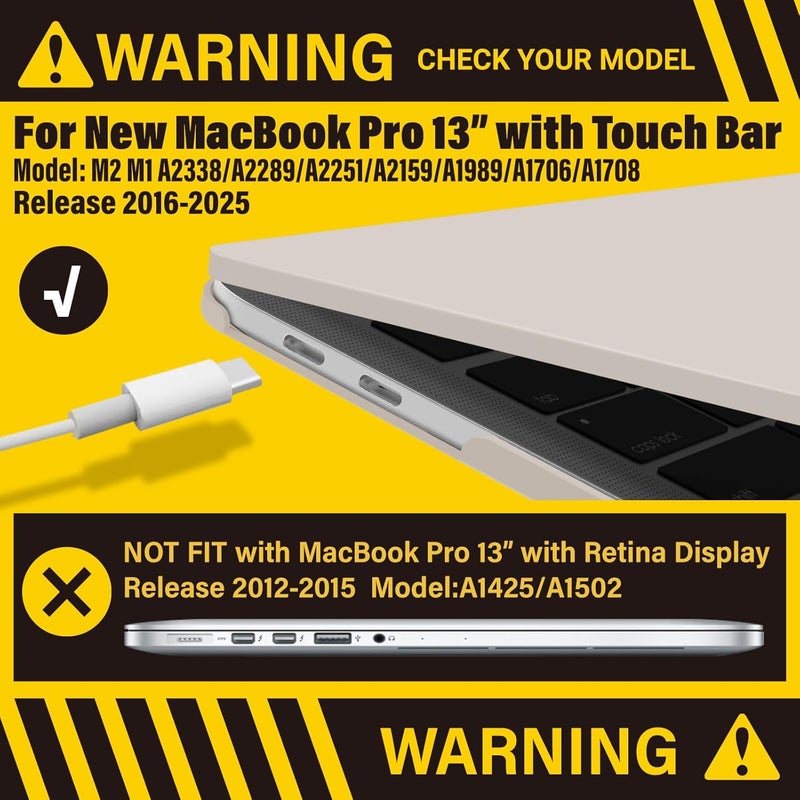 I Benzer Compatible with 2025 2024 M2 MacBook Pro 13 Inch Case 2025-2016 M1 A2338 A2289 A2251 A2159 A1989 A1706 A1708, Hard Shell Case & Keyboard Cover for Mac Pro 13, Rocky Gray,T13RKGY+1 - Image 3