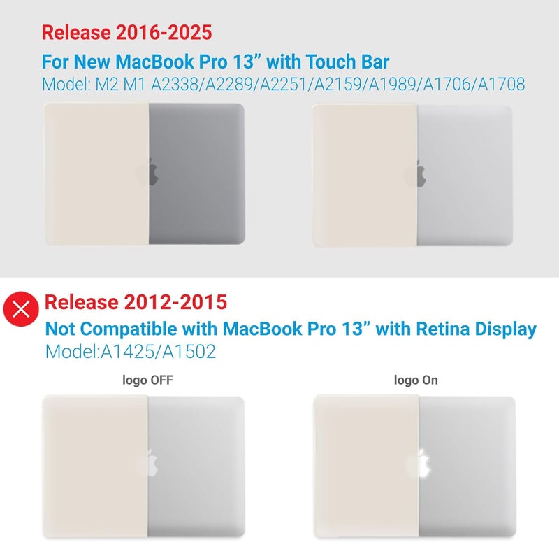 I Benzer Compatible with 2025 2024 M2 MacBook Pro 13 Inch Case 2025-2016 M1 A2338 A2289 A2251 A2159 A1989 A1706 A1708, Hard Shell Case & Keyboard Cover for Mac Pro 13, Rocky Gray,T13RKGY+1 - Image 4