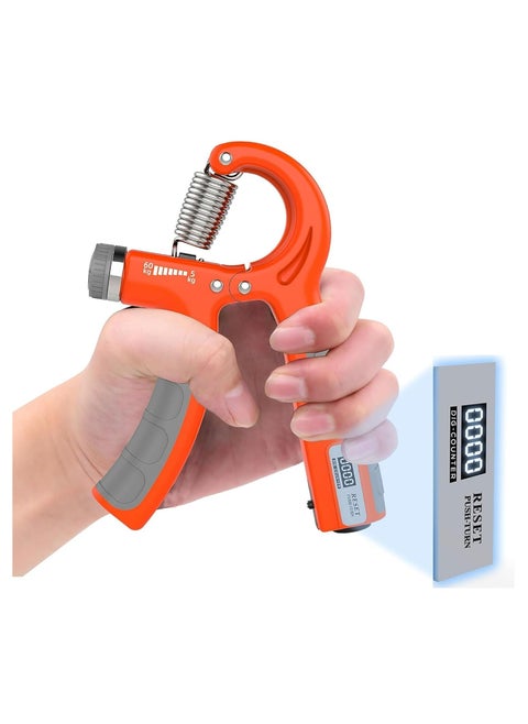 Hand Grips Strengthener with Counter, Adjustable Grip Strength Trainer, Hand Exerciser with Stainless Steel Spring, Non-Slip Gripper, Gripster for Strong Wrists, Fingers, Forearm, Hands, Arm Orange