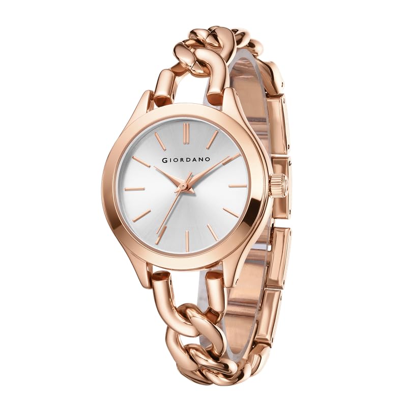 Giordano Modern Analog Watch for Women – Sleek Dial with Unique Chain-Link Bracelet and Stylish Stainless Steel Strap - Image 1