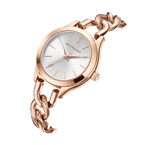 Giordano Modern Analog Watch for Women – Sleek Dial with Unique Chain-Link Bracelet and Stylish Stainless Steel Strap - Image 4