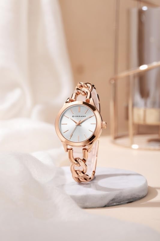 Giordano Modern Analog Watch for Women – Sleek Dial with Unique Chain-Link Bracelet and Stylish Stainless Steel Strap - Image 3