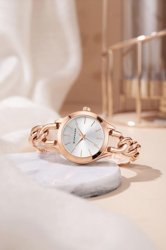 Giordano Modern Analog Watch for Women – Sleek Dial with Unique Chain-Link Bracelet and Stylish Stainless Steel Strap - Image 5