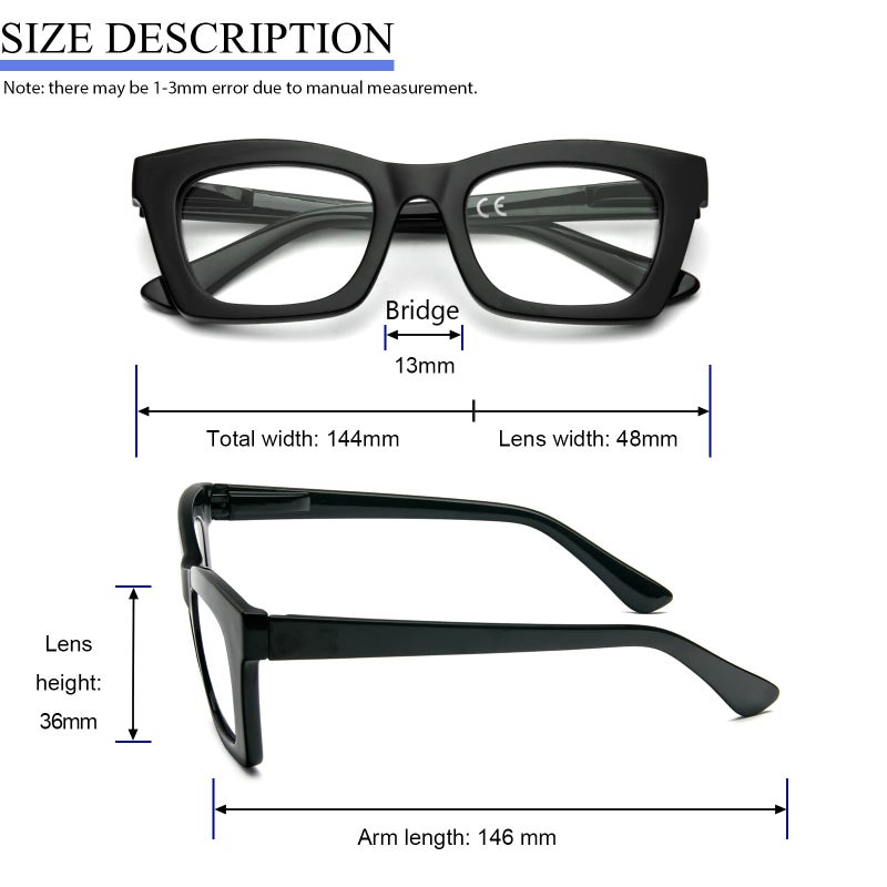 REAVEE 3 Pack Oprah Style Reading Glasses for Women Blue Light Blocking, Cute Oversized Square Computer Readers with Spring Hinge 1.75 - Image 5