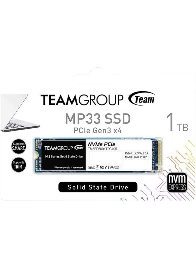 تيم جروب TEAMGROUP MP33 1 تيرابايت 1 تيرابايت SLC Cache 3D NAND TLC NVMe 1.3 PCIe Gen3x4 M.2 2280 SSD داخلي - TM8FP6001T0C101 - Image 2