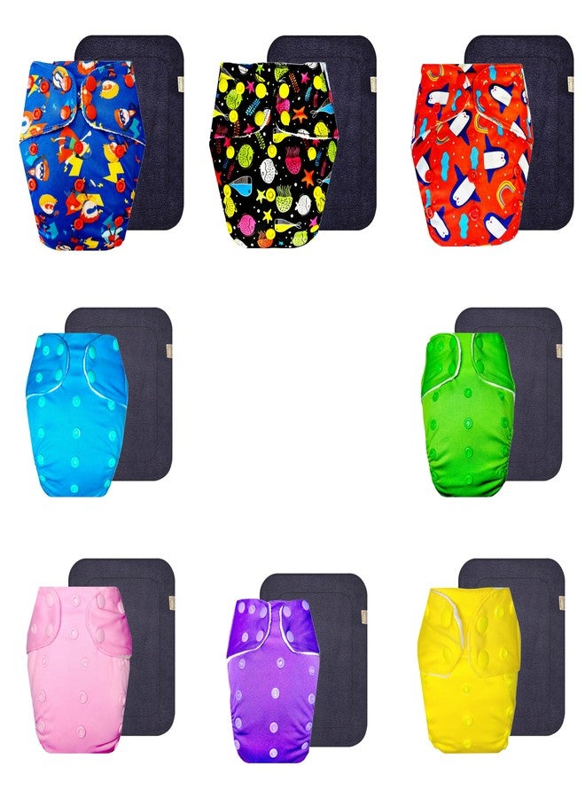 Dumbledo Premium Cloth Diaper with Black Insert (Pack of 8) | Snug Fit | Reusable & Washable | Travel Friendly | Perfect for Indian Summers | 3 Months - 3 Years | Unisex Baby - Image 1
