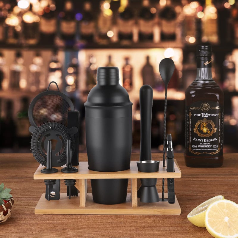 JNWINOG 11Pcs-Cocktail Shaker Set Black Bartending Kit 25oz Cocktail Bar Set Cocktail Mix Drink Making Kit Professional Bar and Home Drink Bar Tools for Bartender(Matte Black) - Image 4