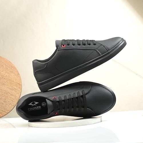 Cruiser Sneaker for Men | Comfort & Style with Soft Cushioned Insole | Trendy Lace-Up Design for Casual Outfits Black - Image 4