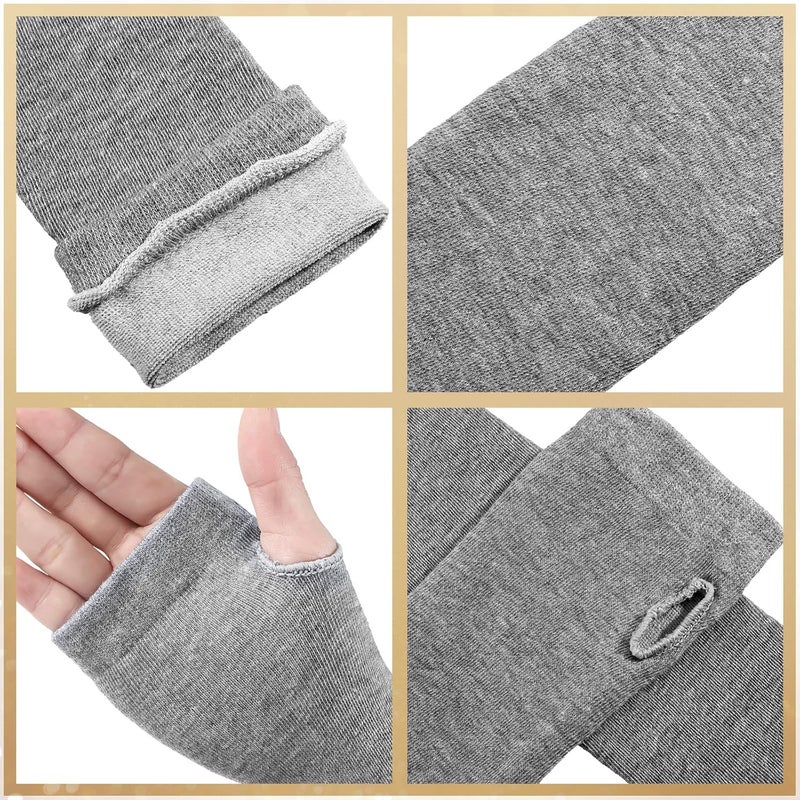 Bememo 3 Pairs Long Fingerless Gloves for Women Arm Warmers Unisex Arm Sleeves Knit Thumb Elbow Hole Stretchy Gloves Goth - Image 2