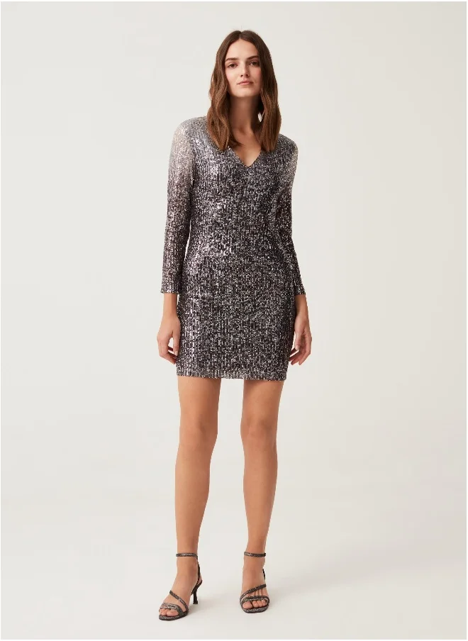 Ovs Ovs Womens Ombre Sequin Dress With V Neck
