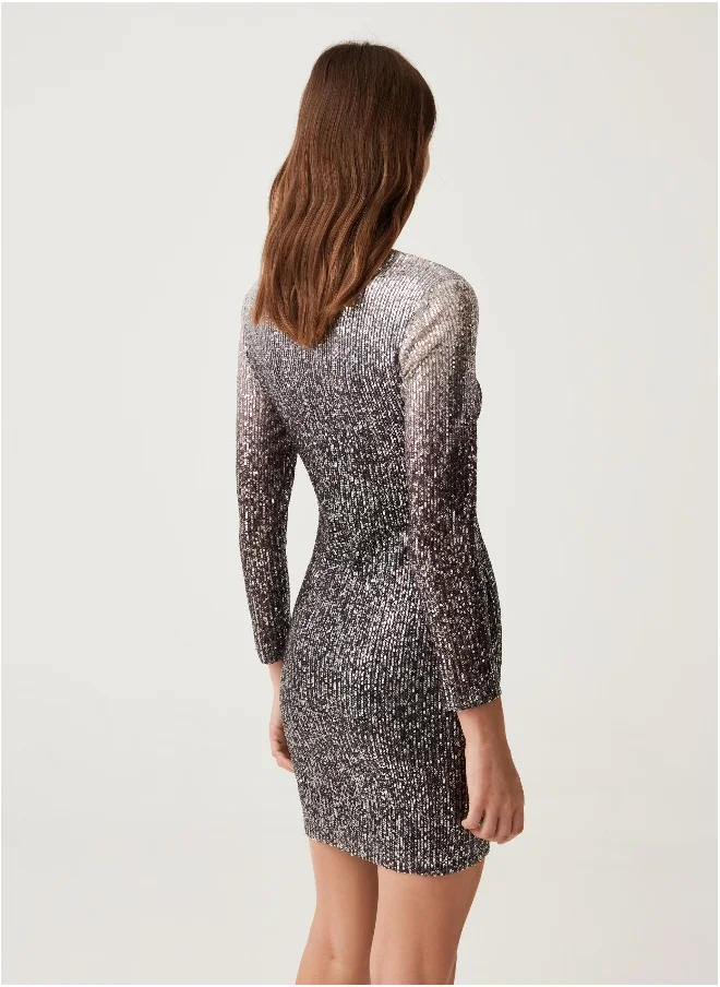 Ovs Ovs Womens Ombre Sequin Dress With V Neck