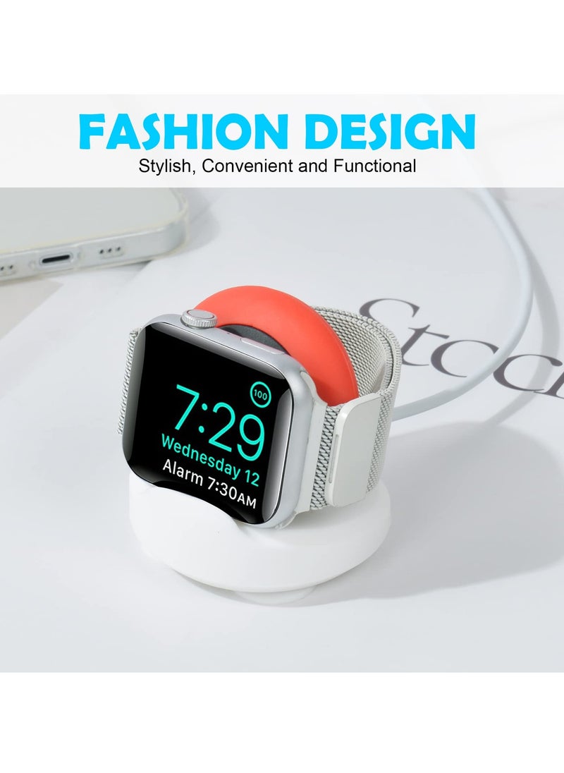 Generic - Wireless Fast Charger Stand for Apple Watch, Non-slip Silicone Dock with Cable, Compatible with Series Ultra/SE/8/7/6/5/4/3/2/1 - Image 1