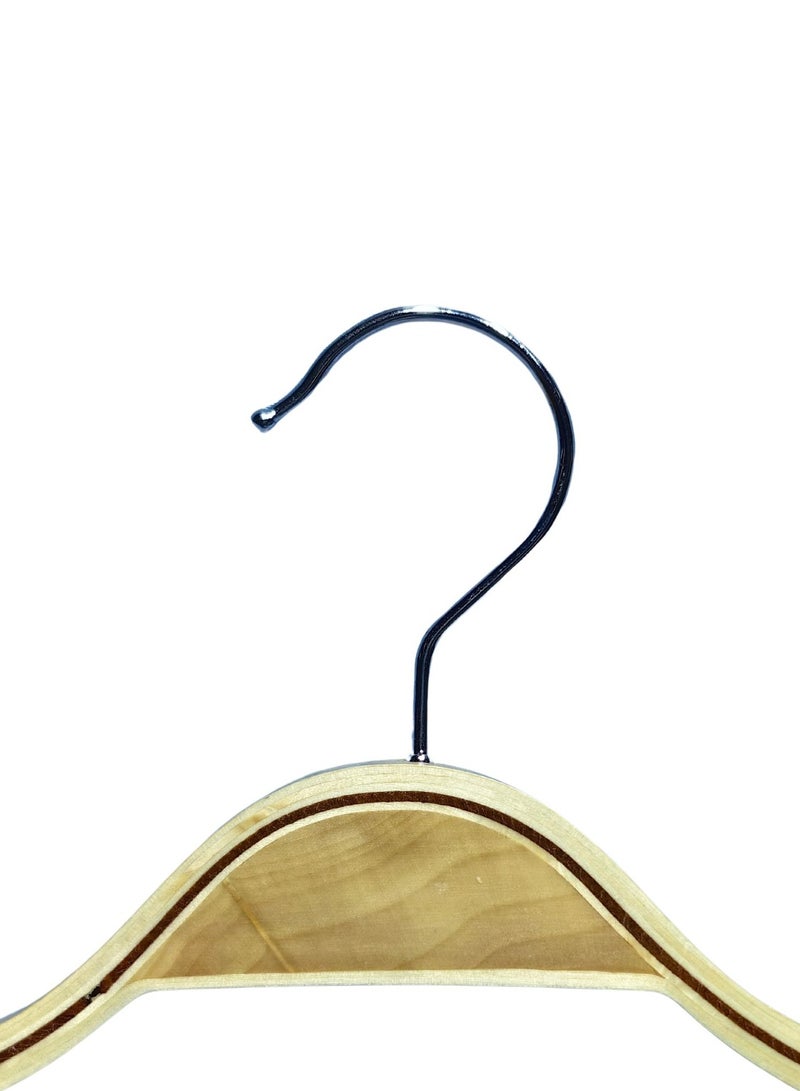 ORTUK 12pcs Wooden Hangers Non Slip Rubber Grips Shoulder, Clothes Hangers Space Saving 360° Swivel Hook, Standard Hangers for Blouse, Sweater, Pant, Dress, Coat Hangers Closet Organizer Wardrobe 38x19 cm - Image 5