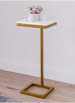 Modern Minimalist Side Table with Gold Frame and Faux Marble Top - Sleek and Versatile C-Shaped Design - pzsku/Z1231198CFF979D3E919BZ/45/_/1737196385/481547d2-bab3-47cc-a837-07b810186471