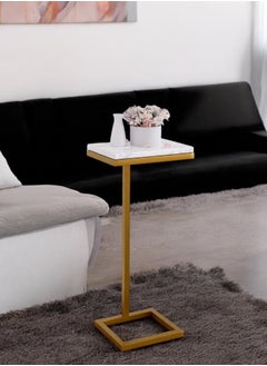 Modern Minimalist Side Table with Gold Frame and Faux Marble Top - Sleek and Versatile C-Shaped Design - pzsku/Z1231198CFF979D3E919BZ/45/_/1737196405/74b84f71-786b-4489-99dd-5e980fe96dbd