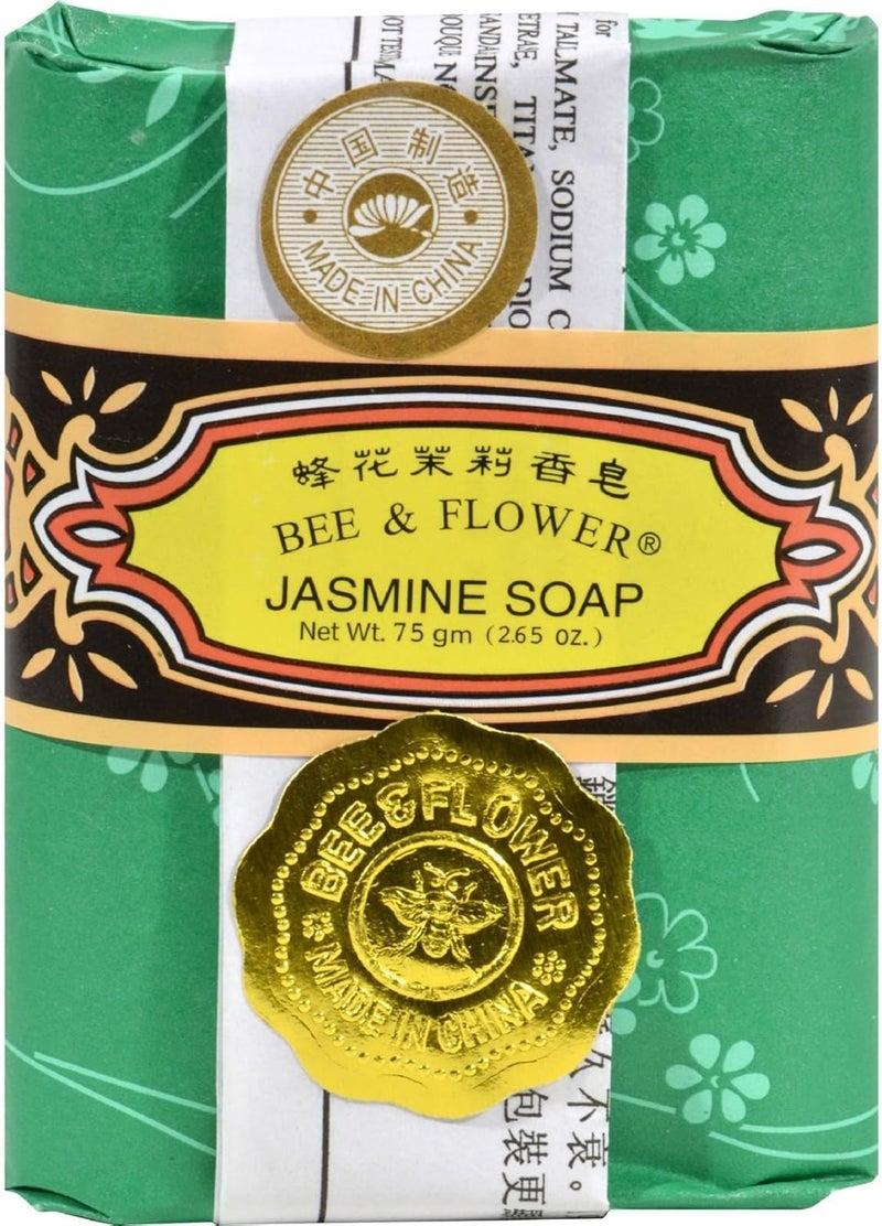 Bee & Flower Jasmine Soap - Hand-Milled, 75g Bar, Case of 12 - Image 1