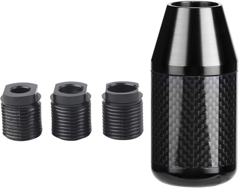 Universal Carbon Fiber Automatic Shift Knob, Car Gear Shift Knob Head, Ergonomic Handle Design with Smooth Surface, Durable Aluminum Alloy and Carbon Fiber Construction for Most Ve (Black) - Image 1