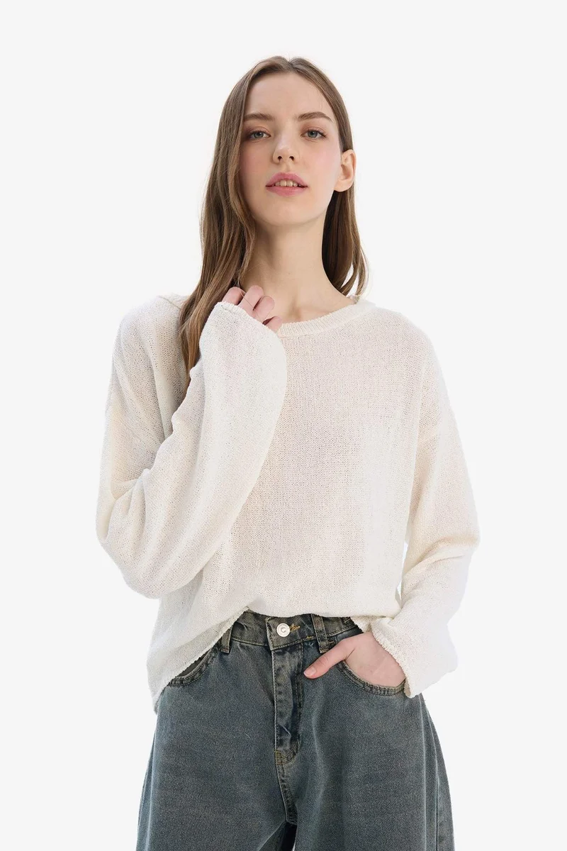 DeFacto Regular Fit Boat Neck Basic Knit Pullover