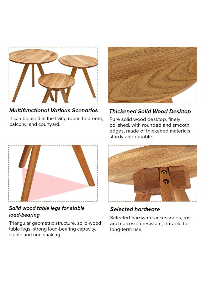 DubaiGallery Modern Nesting Coffee Table Set of 3 Wooden Round Side Tables, Space Saving Scandinavian Design, Durable Solid Wood Legs, Multi Purpose Living Room Furniture for Home, Office, Bedroom and Lounge Decor - Image 5