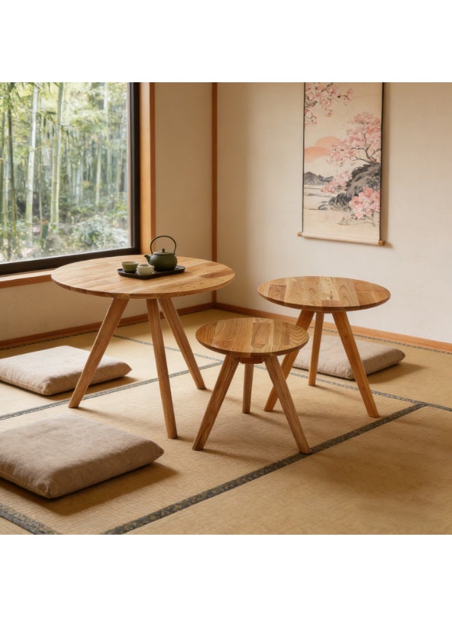 DubaiGallery Modern Nesting Coffee Table Set of 3 Wooden Round Side Tables, Space Saving Scandinavian Design, Durable Solid Wood Legs, Multi Purpose Living Room Furniture for Home, Office, Bedroom and Lounge Decor - Image 2