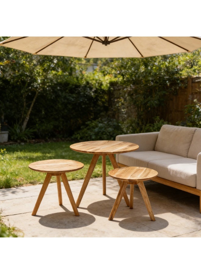 DubaiGallery Modern Nesting Coffee Table Set of 3 Wooden Round Side Tables, Space Saving Scandinavian Design, Durable Solid Wood Legs, Multi Purpose Living Room Furniture for Home, Office, Bedroom and Lounge Decor - Image 3