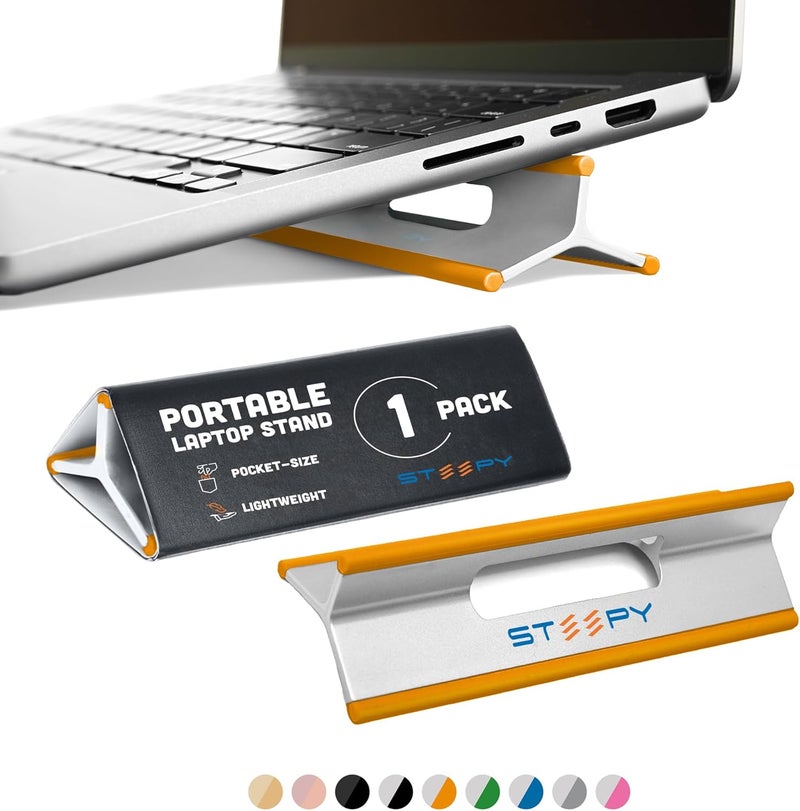 Steepy Portable Laptop Stand for Desk – Adjustable Height, & Portable Laptop Holder – Ergonomic Computer Stand for Cooling & Comfort – Slip-Proof, Sturdy Design – Universal Fit for 13-17 Inch Devices - Image 1