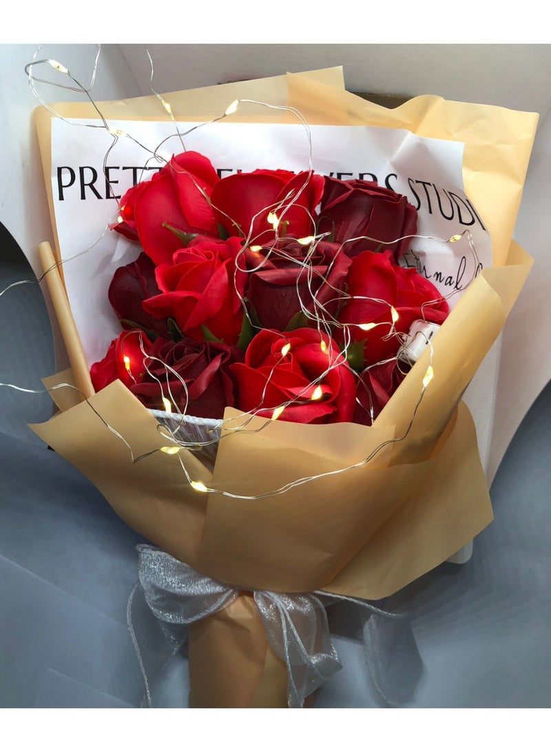 Artificial Flower Bouquet, Artificial Flower Bouquet with Gift Box for Christmas, for Couples, Birthday with Gift, Yellow Surya, 1.5m Long