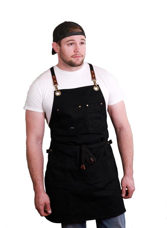 Caldo Canvas Kitchen Apron for Cooking - Mens and Womens Canvas Apron for Professional Chef, Server, or Barista- Adjustable with Pockets (Black) - Image 2
