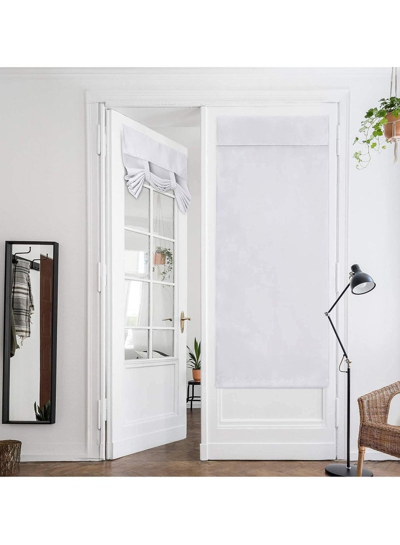 SYOSI Door Curtains, Privacy Greyish White Blackout French, 26 X 68 Inch Room Darkening, Thermal Insulated Tie Up Shades Window for Bedroom 1 Panel - Image 1