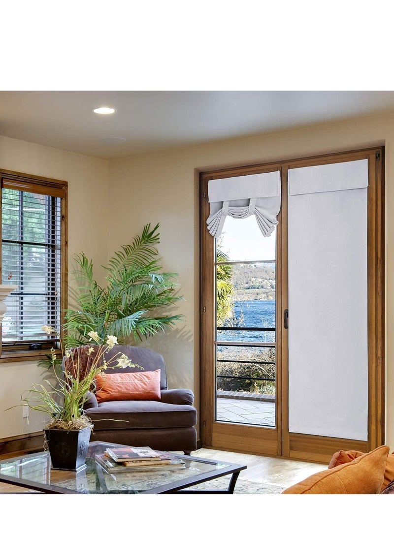 SYOSI Door Curtains, Privacy Greyish White Blackout French, 26 X 68 Inch Room Darkening, Thermal Insulated Tie Up Shades Window for Bedroom 1 Panel - Image 3