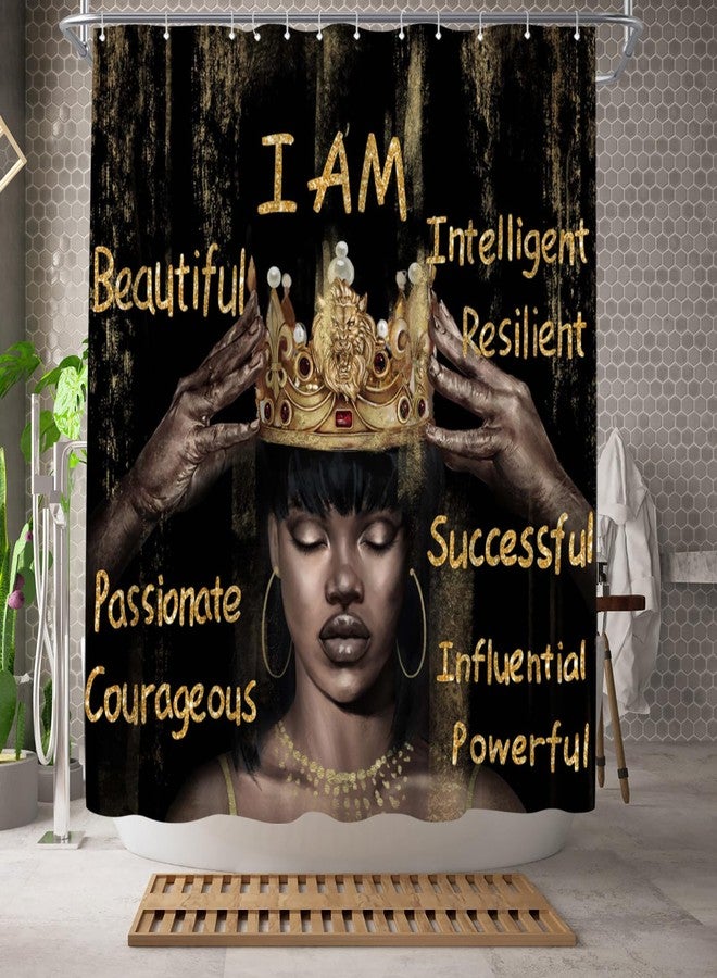 WELMECO Black Shower Curtain African Woman Shower Curtain Bathroom Decor Polyester Fabric, 72x72inch - Image 2