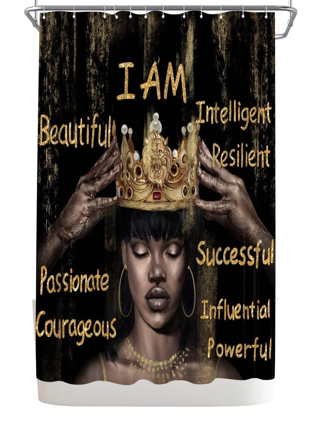 WELMECO Black Shower Curtain African Woman Shower Curtain Bathroom Decor Polyester Fabric, 72x72inch - Image 5