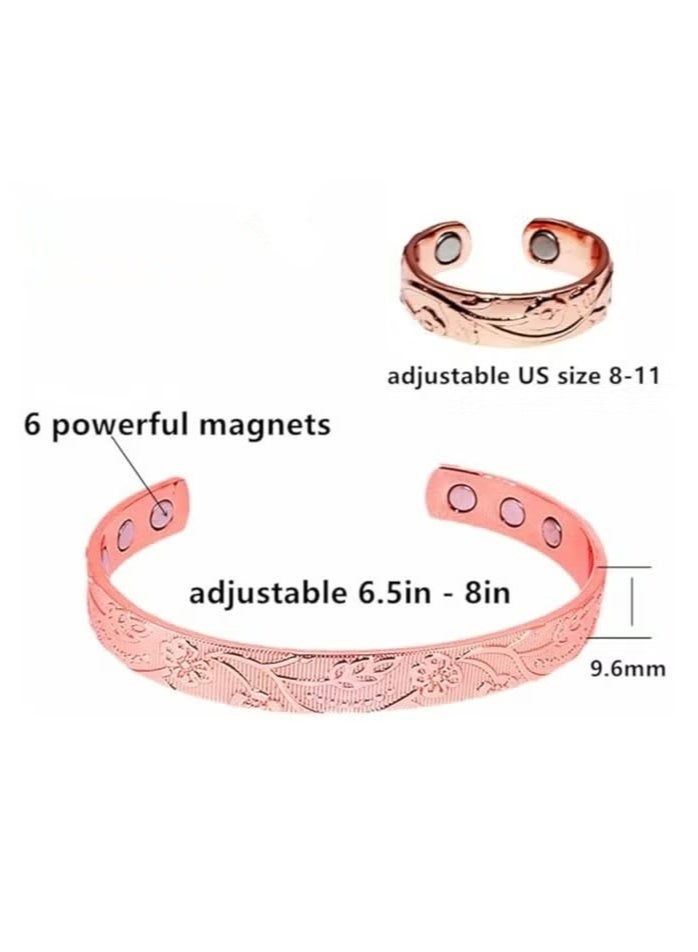 general Pure Copper Magnetic Ring & Bracelet Adjustable Size for Women - Image 1