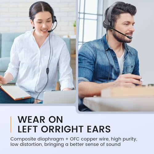 EKSA H15 Professional Wired Headphones with mic Computer Headset with Microphone for pc Black - Image 5