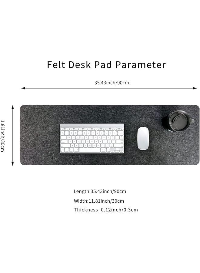 erorex Gray Felt Desk Pad Extra Large Keyboard Mat Mouse Pad Gray Computer Xl Desk Pad Office Felt Pad Mat Dark Gray - Image 2